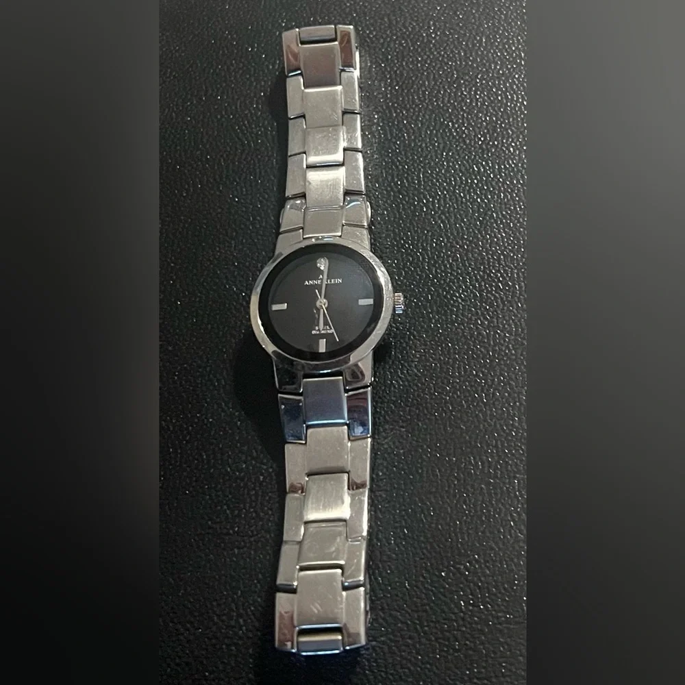 Vintage Anne Klein Genuine Diamond Stainless Steel Water Resistant Watch EUC